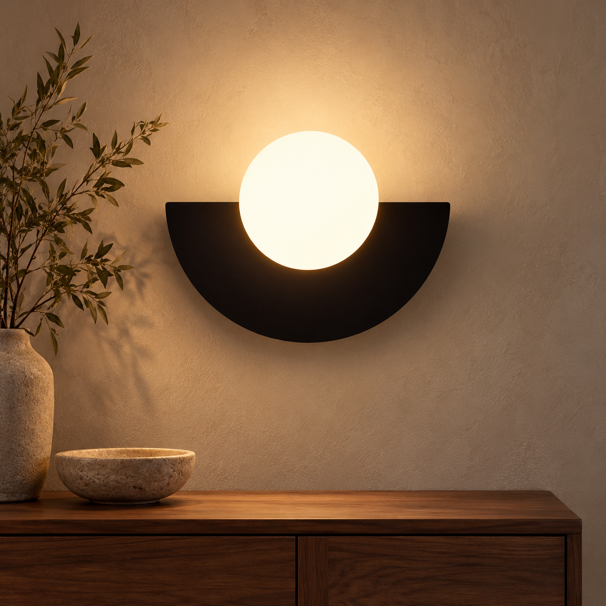 Nordic semicircle wall lamp, half moon LED wall light sconce
