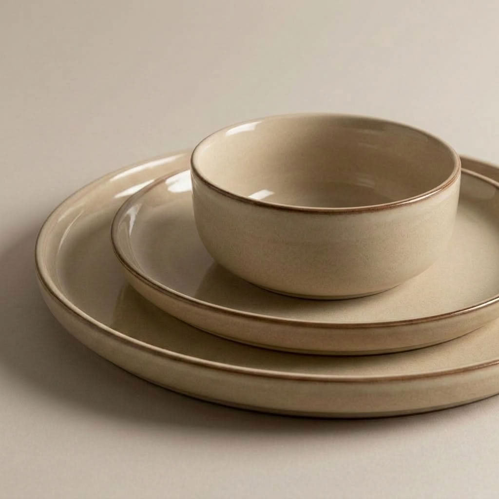 Oatmeal Stoneware Dinner Set | Reactive Glaze