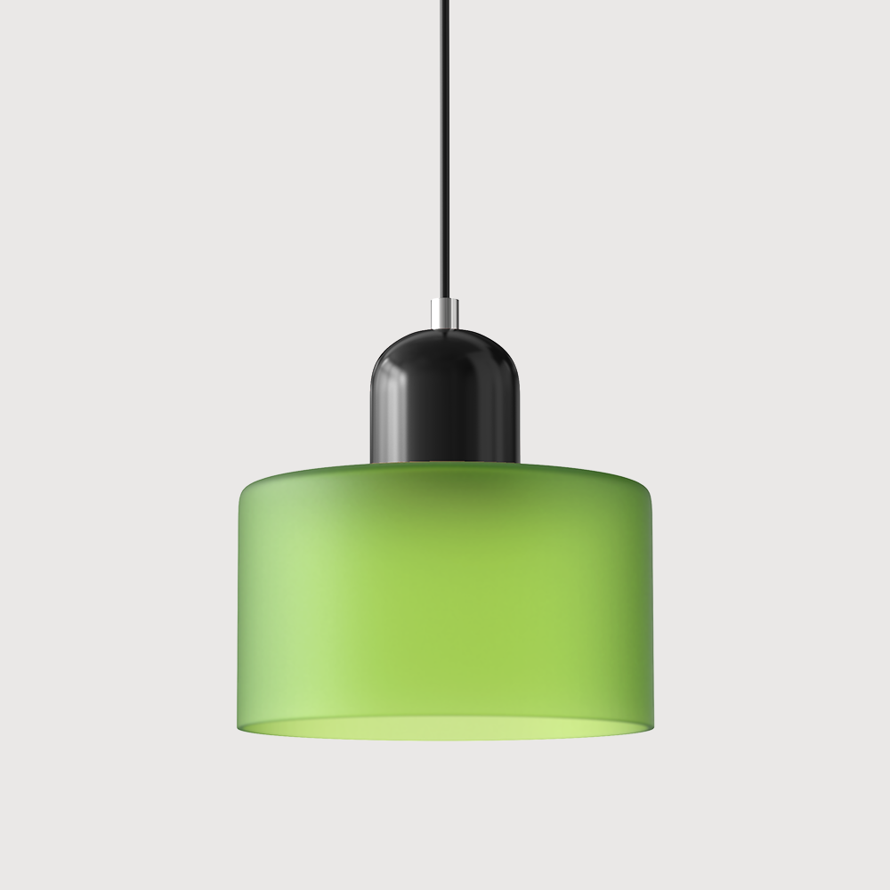 Coloured Glass Bauhaus Pendant Light, Small Retro Hanging Lamp for Kitchen Island, Dining Table & Living Room, Adjustable Cord, E27, Ø15cm