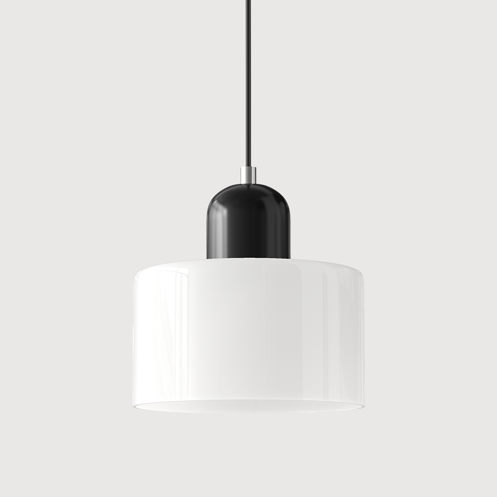 Coloured Glass Bauhaus Pendant Light, Small Retro Hanging Lamp for Kitchen Island, Dining Table & Living Room, Adjustable Cord, E27, Ø15cm