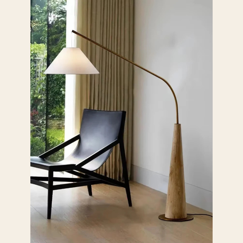 Lyra Arc Floor Lamp — Sculptural Form | Handcrafted Wood