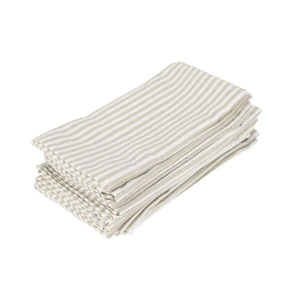 Linen-Cotton Napkins – Striped Artisan Dinner Cloths & Placemats - Set of 12