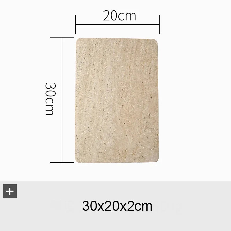 Natural Marble Tray – Beige Travertine Plate for Serving & Decor Organisation