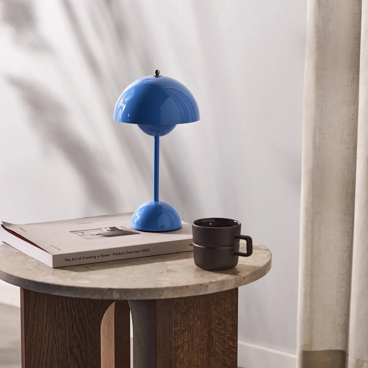 Retro Mushroom Table Lamp, Cordless Rechargeable LED Bedside Lamp, Warm Light, 8–10 Hour Battery, for Bedroom, Living Room & Desk, 8 Colours, 29.5cm
