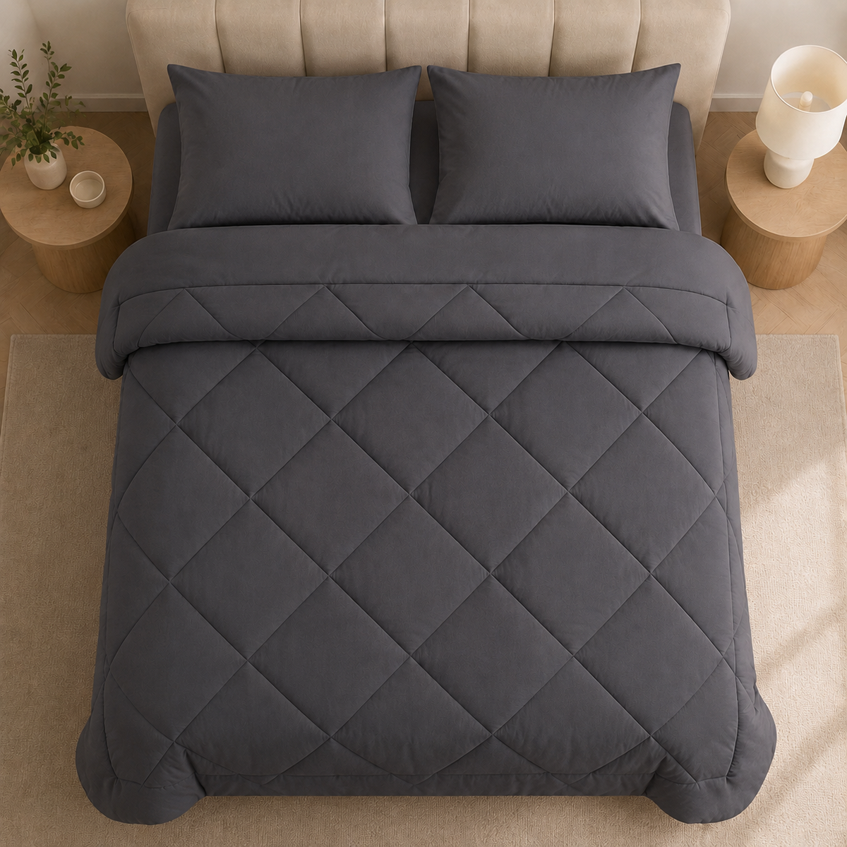 Quilted Duvet, Diamond Stitch Design, Bedroom Bedding, Padded Quilted Bedspread & Bed Throw, 9 Colours, 140 × 200 to 230 × 230cm