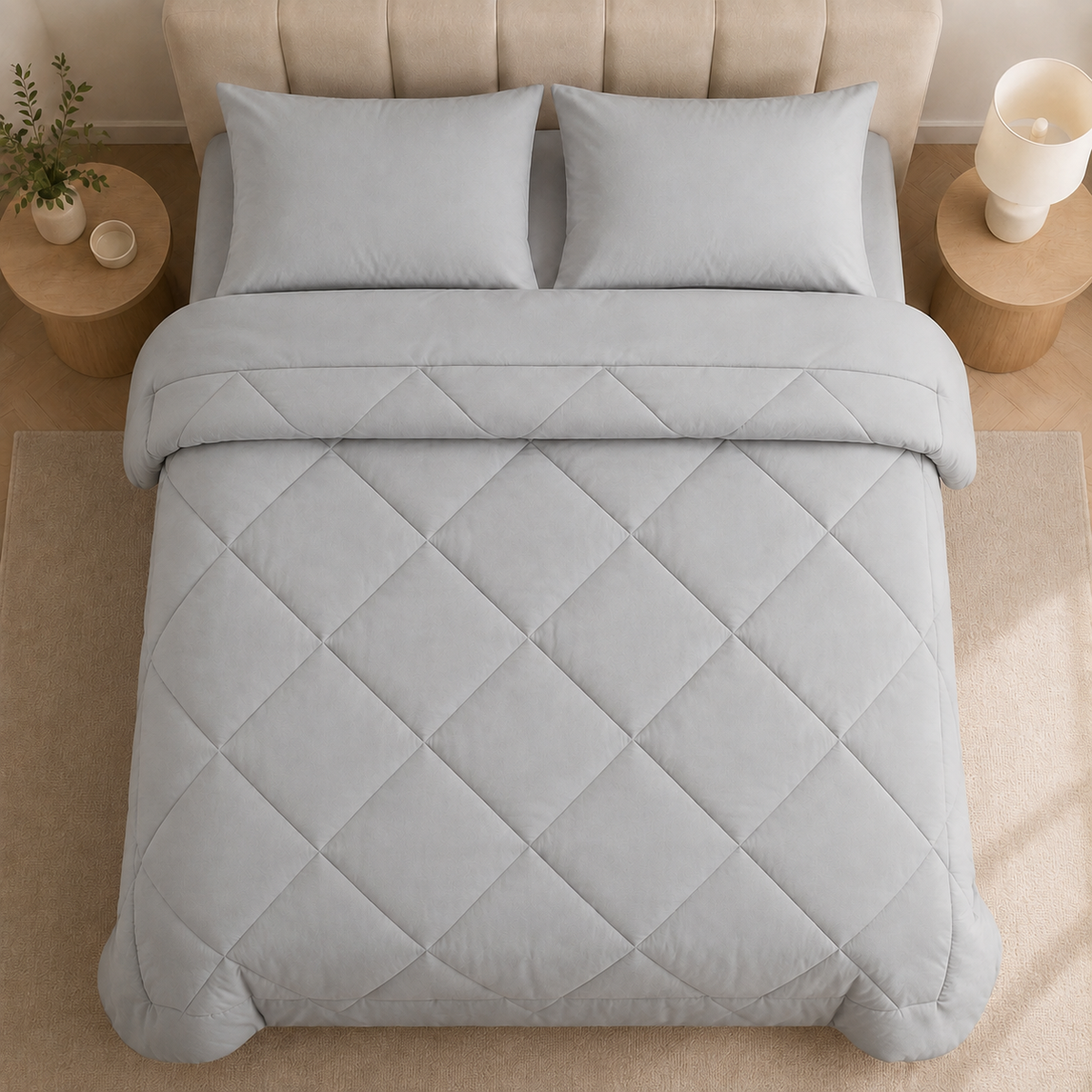 Quilted Duvet, Diamond Stitch Design, Bedroom Bedding, Padded Quilted Bedspread & Bed Throw, 9 Colours, 140 × 200 to 230 × 230cm