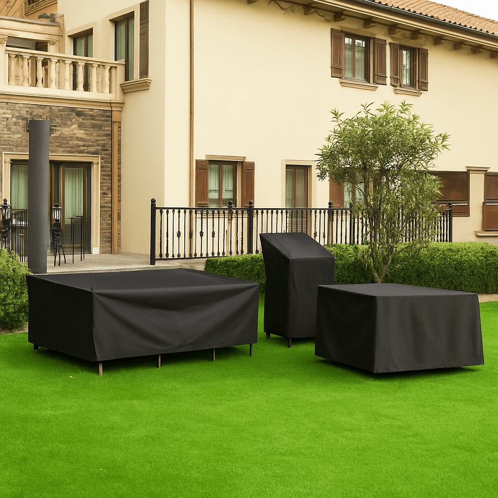 Outdoor Furniture Cover Waterproof Garden Table Chair Cover, All-Weather UV Resistant Patio Set Cover for Rain, Frost & Dust, Black or Silver