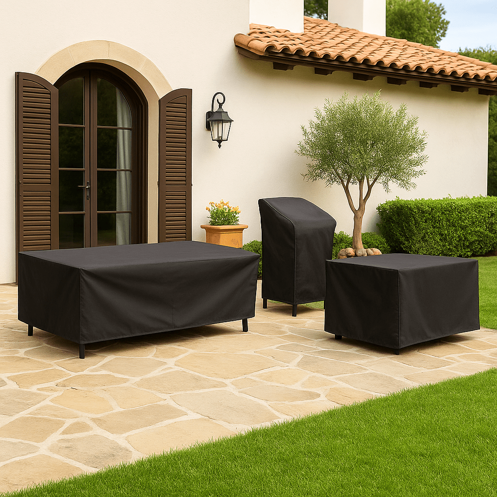 Outdoor Furniture Cover Waterproof Garden Table Chair Cover, All-Weather UV Resistant Patio Set Cover for Rain, Frost & Dust, Black or Silver