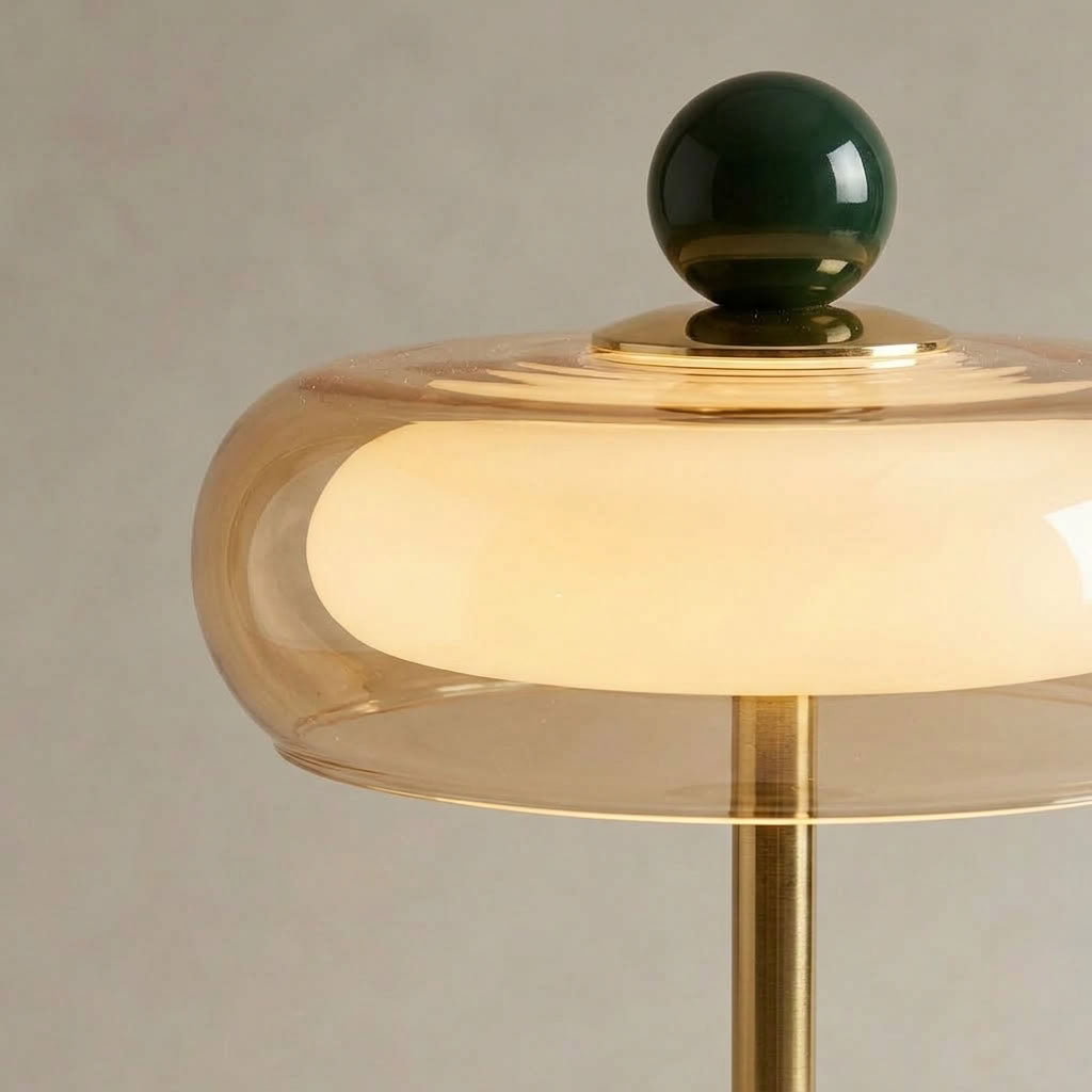 Retro Dome Table Lamp | Green & Brass Finish