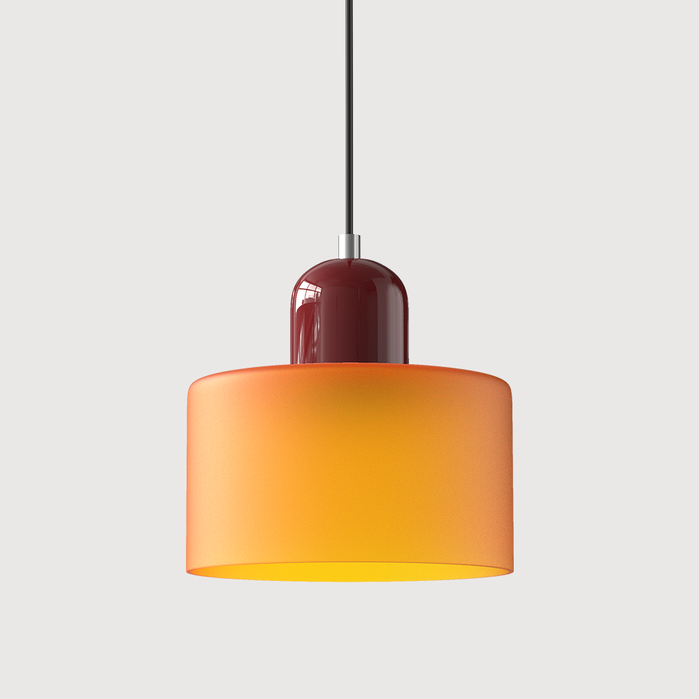 Coloured Glass Bauhaus Pendant Light, Small Retro Hanging Lamp for Kitchen Island, Dining Table & Living Room, Adjustable Cord, E27, Ø15cm