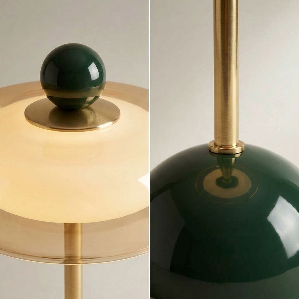 Retro Dome Table Lamp | Green & Brass Finish