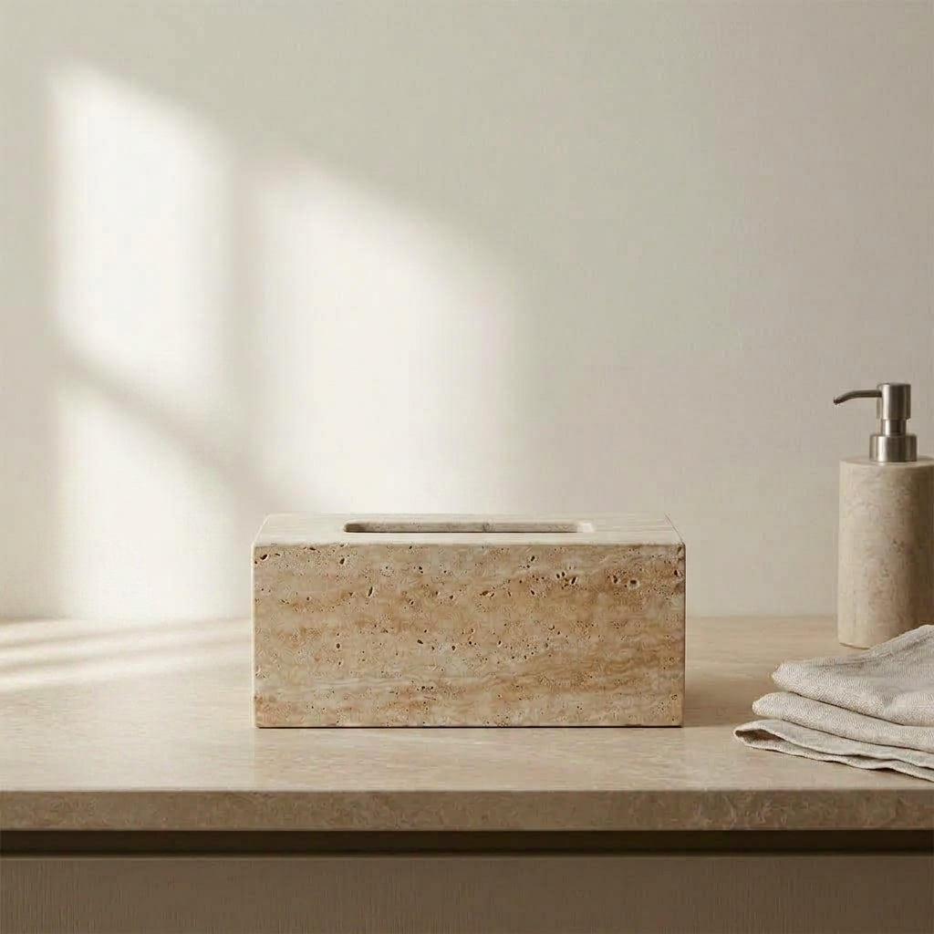 Natural Travertine Tissue Box Cover
