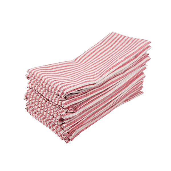 Linen-Cotton Napkins – Striped Artisan Dinner Cloths & Placemats - Set of 12