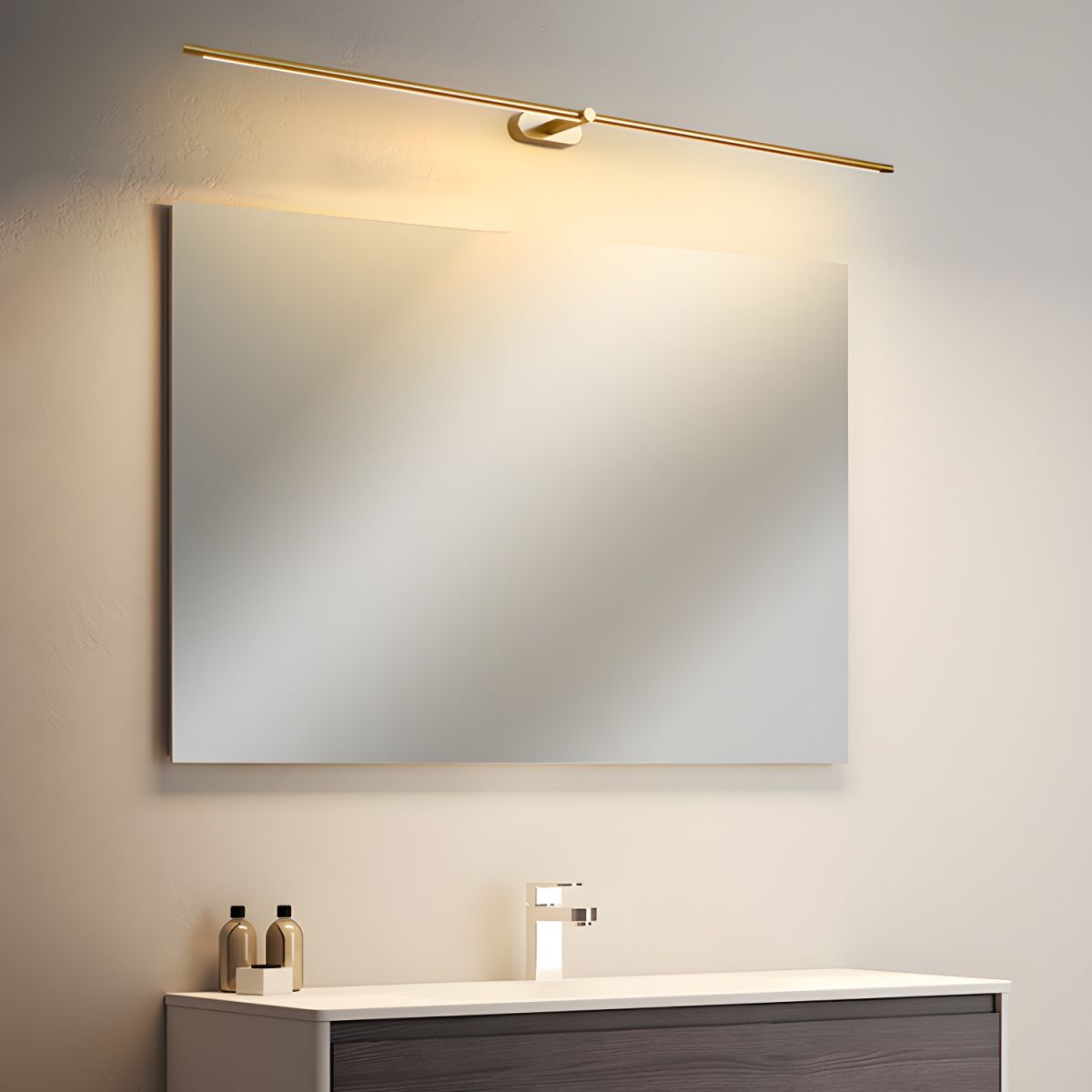 Modern Linear Wall Lamp Slim Minimalist Design, LED Wall Light Bar for Mirror, Hallway & Living Room, Warm or Cool White, Black or Gold, 68–128cm