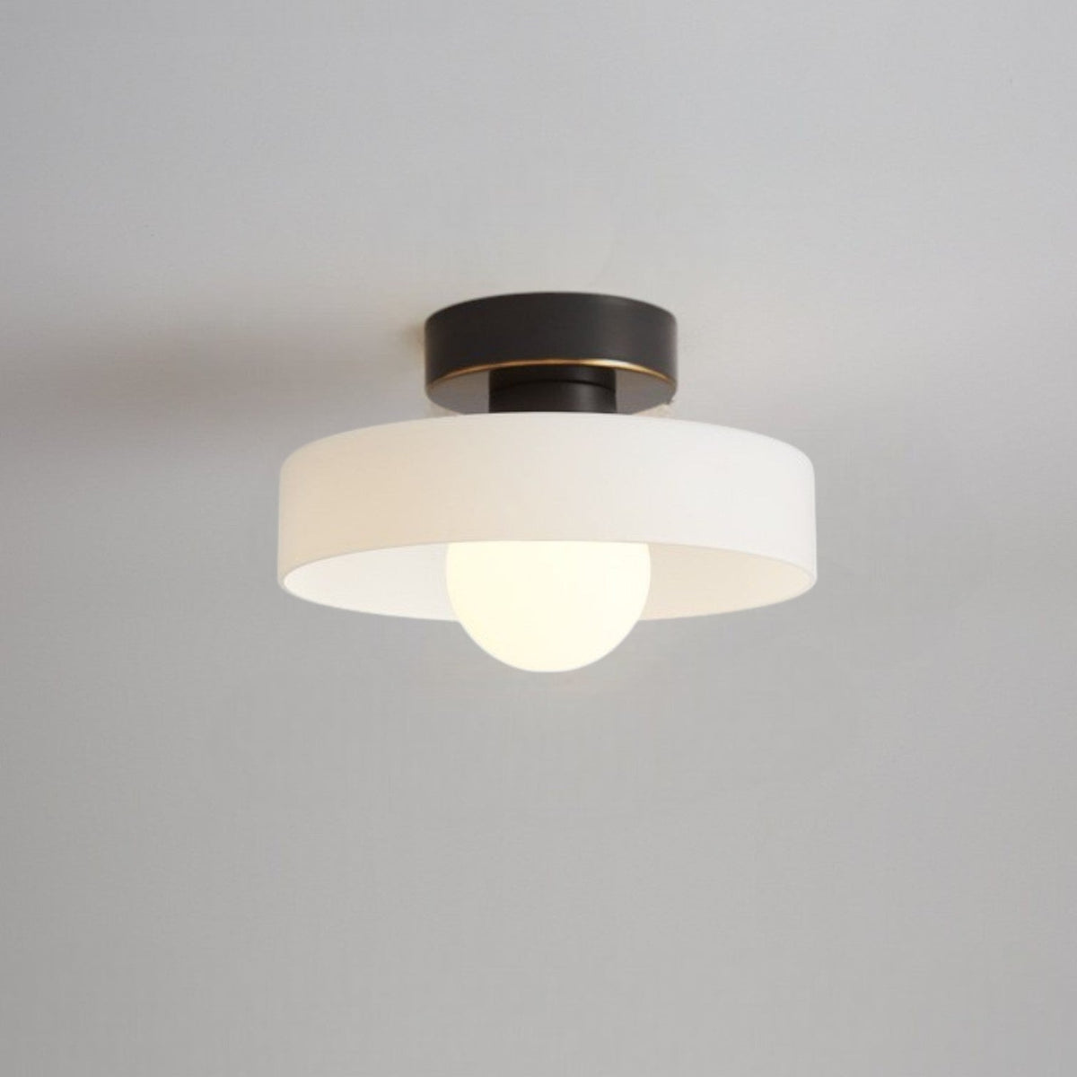 Bauhaus Glass Ceiling Light with Round Shade, LED Flush Mount Ceiling Lamp, 3 Colour Temperatures, for Living Room, Hallway & Dining Room, Ø24cm