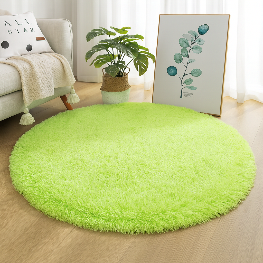 Round Floor Rug, Textured Plush Surface, Multiple Sizes, Soft Fluffy Circle Rug for Living Room, Bedroom & Nursery, 14 Colours, Ø60–160cm
