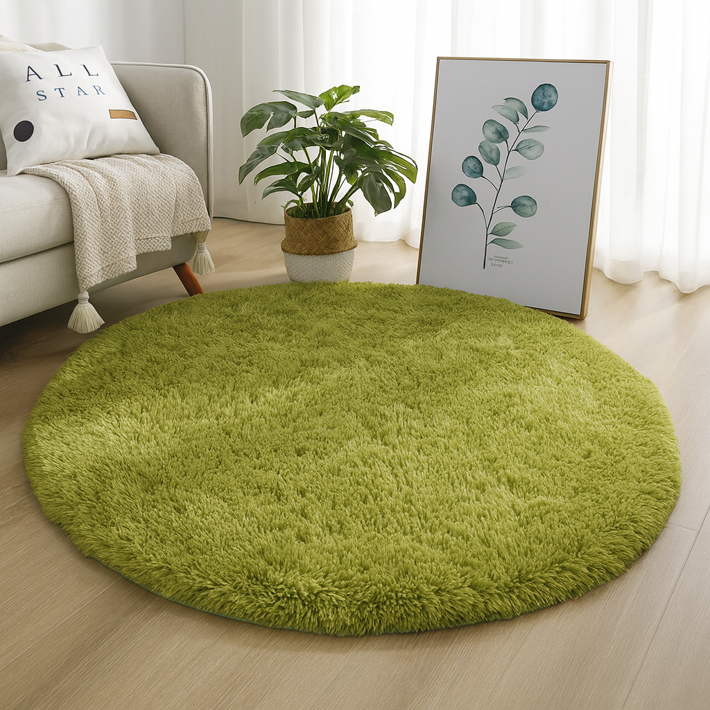 Round Floor Rug, Textured Plush Surface, Multiple Sizes, Soft Fluffy Circle Rug for Living Room, Bedroom & Nursery, 14 Colours, Ø60–160cm