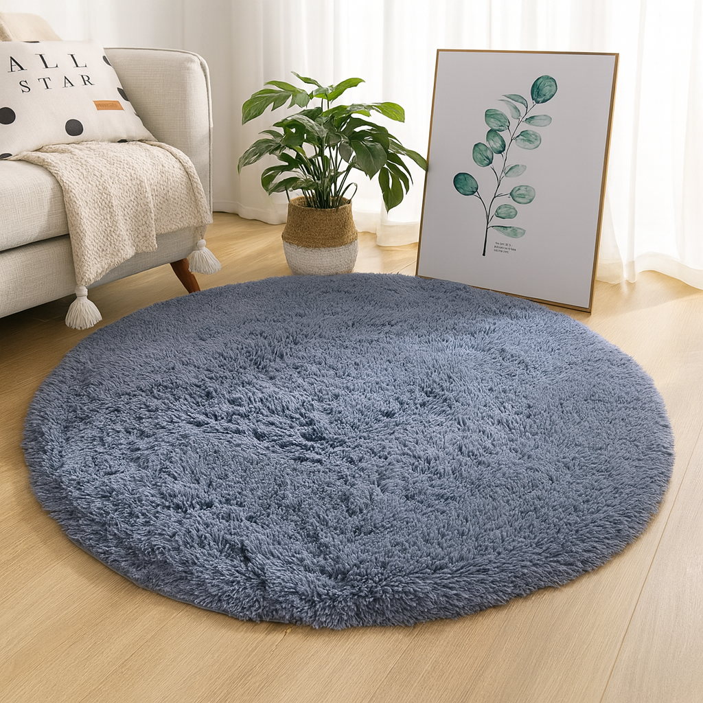 Round Floor Rug, Textured Plush Surface, Multiple Sizes, Soft Fluffy Circle Rug for Living Room, Bedroom & Nursery, 14 Colours, Ø60–160cm