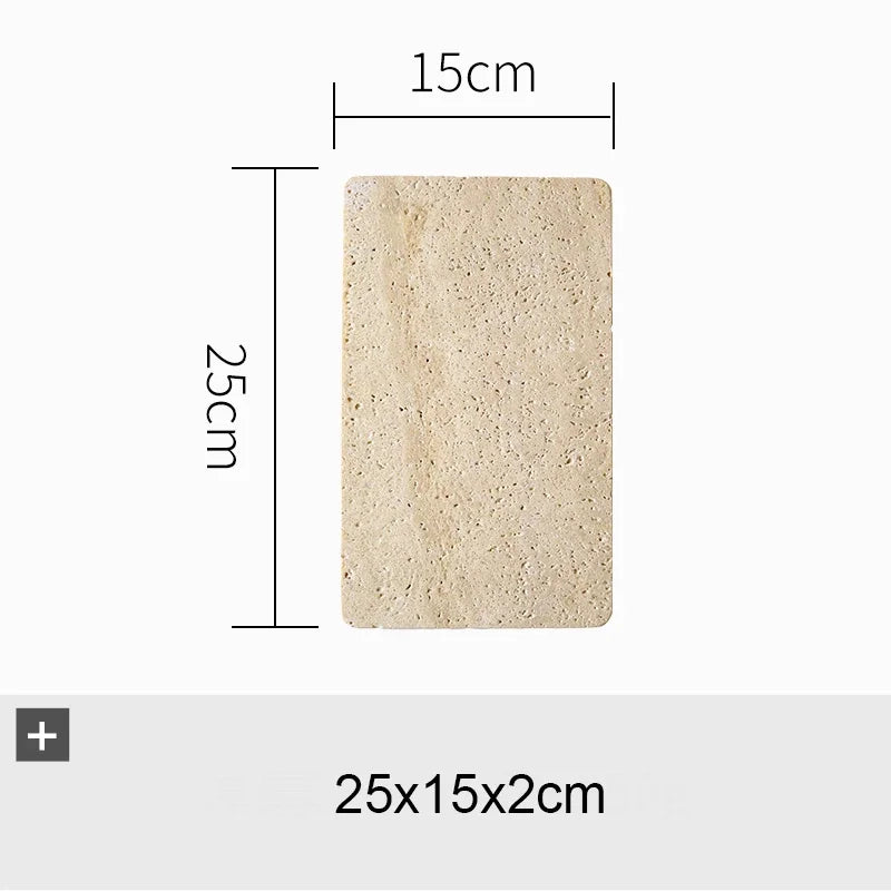 Natural Marble Tray – Beige Travertine Plate for Serving & Decor Organisation