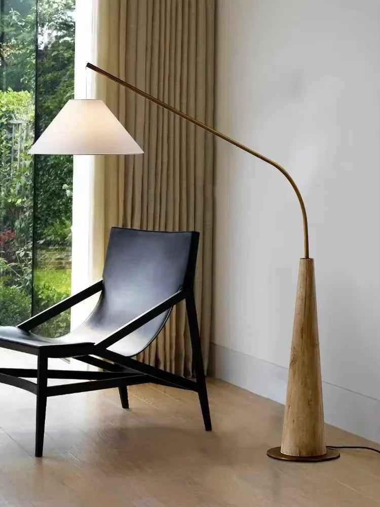 Lyra Arc Floor Lamp — Sculptural Form | Handcrafted Wood