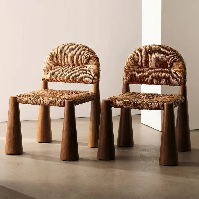 Organic Form Armchair | Solid Wood & Rattan
