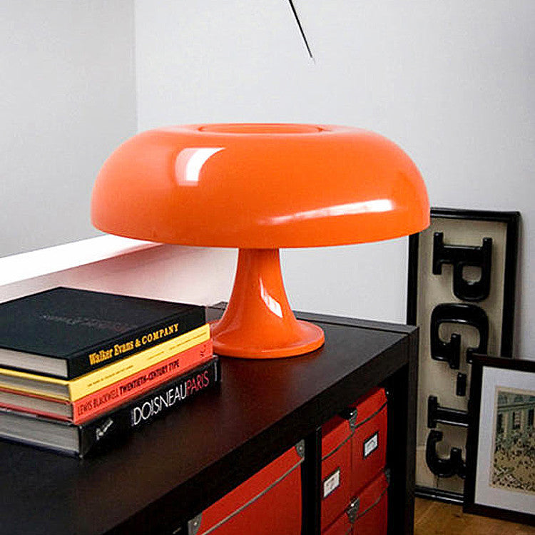 Scandinavian Style Mushroom Table Light, Bedside Lamp with Opal Dome Shade, Nordic Desk & Side Table Lamp for Bedroom and Living Room, Orange or White