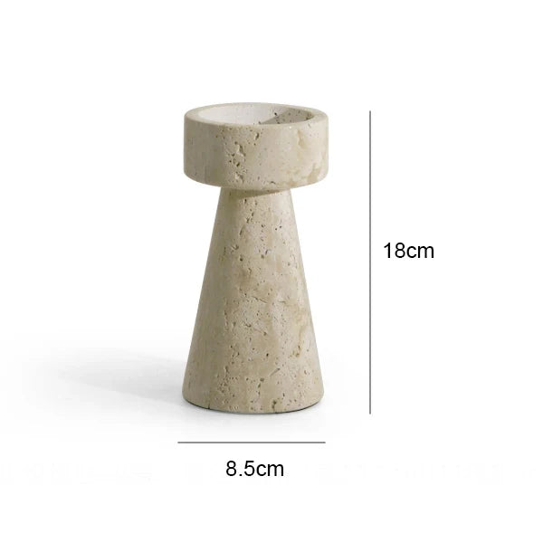 Minimalist Marble Candle Holder – Travertine Stone Taper Candlestick