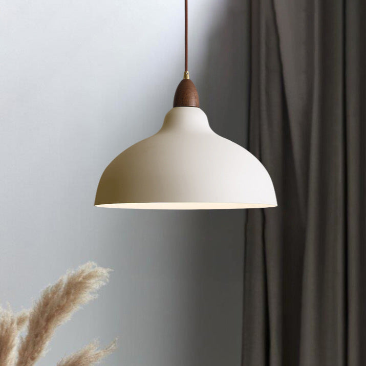 Scandinavian Minimalist Pendant Light, Nordic Wood & Metal Ceiling Lamp, 1 or 3 Heads, for Kitchen Island & Dining Table, Black or White, Ø35cm