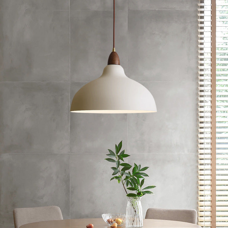Scandinavian Minimalist Pendant Light, Nordic Wood & Metal Ceiling Lamp, 1 or 3 Heads, for Kitchen Island & Dining Table, Black or White, Ø35cm