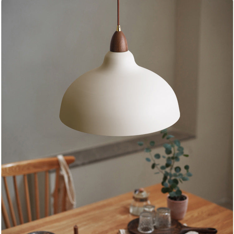 Scandinavian Minimalist Pendant Light, Nordic Wood & Metal Ceiling Lamp, 1 or 3 Heads, for Kitchen Island & Dining Table, Black or White, Ø35cm