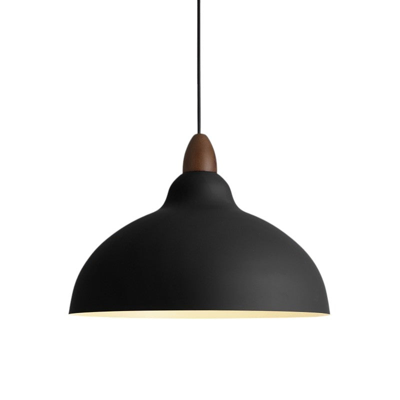 Scandinavian Minimalist Pendant Light, Nordic Wood & Metal Ceiling Lamp, 1 or 3 Heads, for Kitchen Island & Dining Table, Black or White, Ø35cm