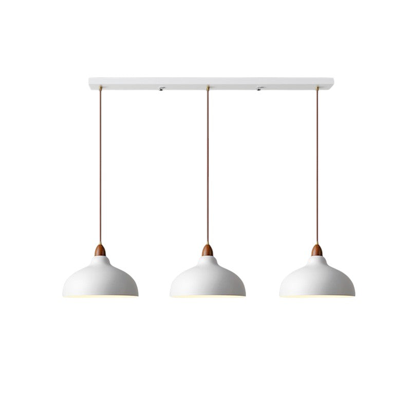 Scandinavian Minimalist Pendant Light, Nordic Wood & Metal Ceiling Lamp, 1 or 3 Heads, for Kitchen Island & Dining Table, Black or White, Ø35cm