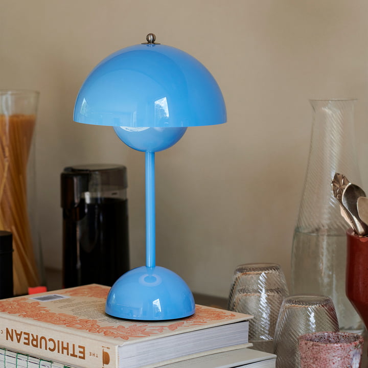 Retro Mushroom Table Lamp, Cordless Rechargeable LED Bedside Lamp, Warm Light, 8–10 Hour Battery, for Bedroom, Living Room & Desk, 8 Colours, 29.5cm