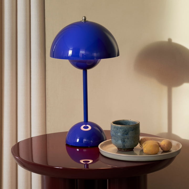 Retro Mushroom Table Lamp, Cordless Rechargeable LED Bedside Lamp, Warm Light, 8–10 Hour Battery, for Bedroom, Living Room & Desk, 8 Colours, 29.5cm