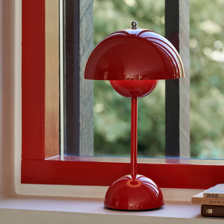 Retro Mushroom Table Lamp, Cordless Rechargeable LED Bedside Lamp, Warm Light, 8–10 Hour Battery, for Bedroom, Living Room & Desk, 8 Colours, 29.5cm