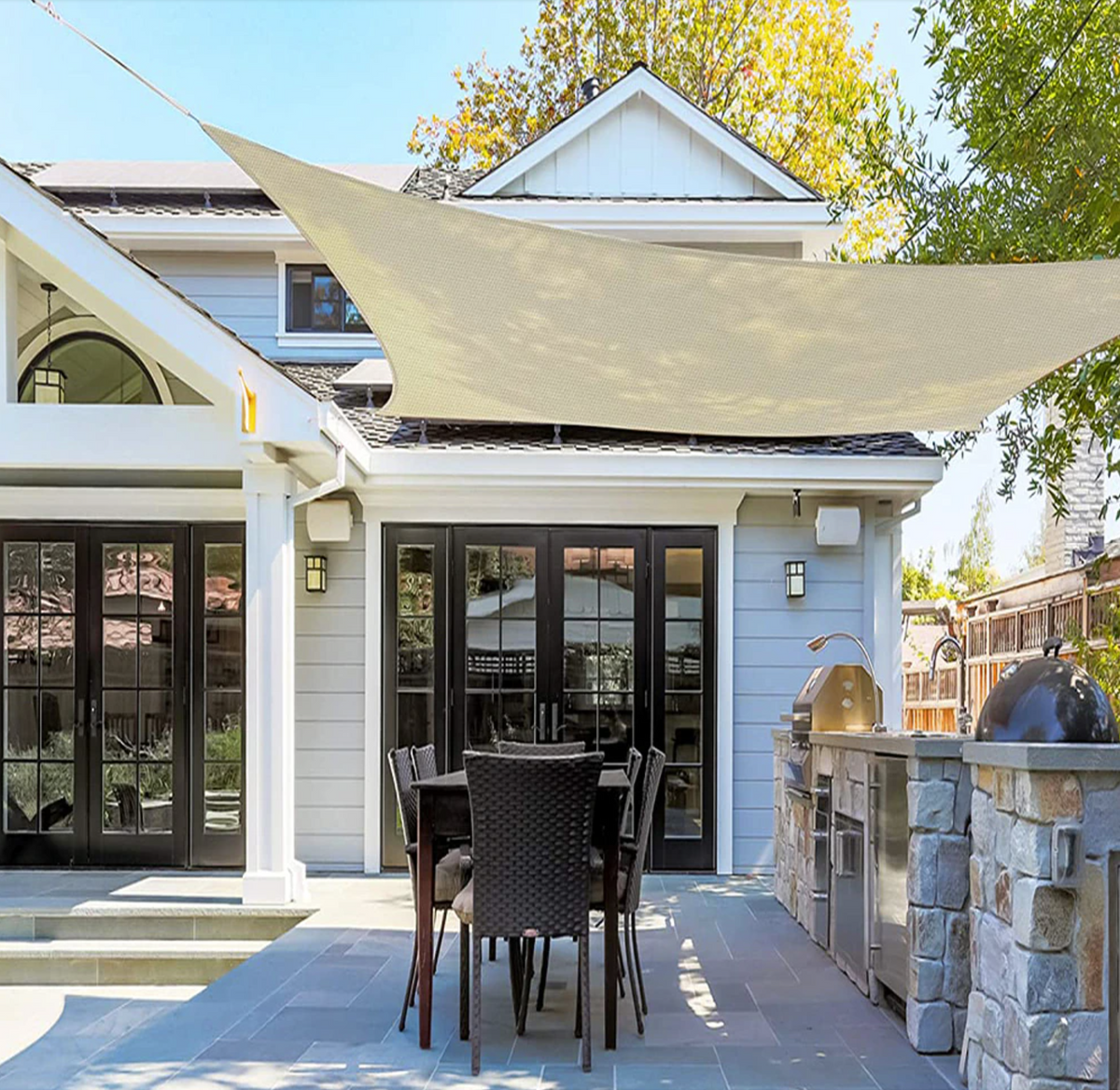 Outdoor Shade Sail Canopy Sun Shelter for Patio and Garden, 90% UV Block, Water-Resistant, Triangle, Square & Rectangle, Grey or Beige