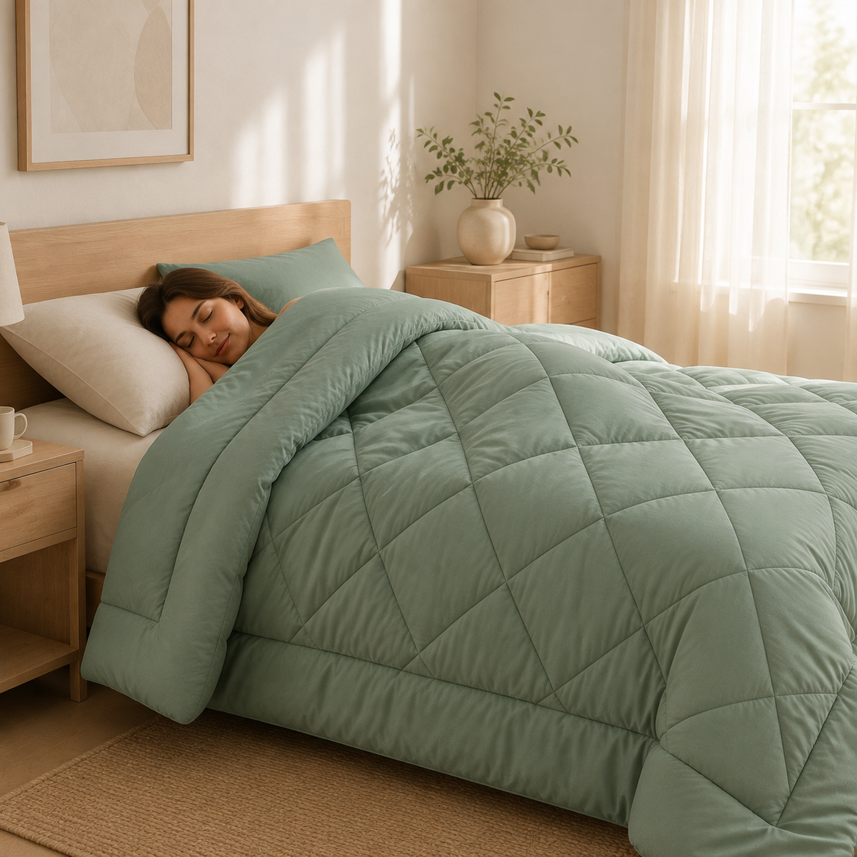 Quilted Duvet, Diamond Stitch Design, Bedroom Bedding, Padded Quilted Bedspread & Bed Throw, 9 Colours, 140 × 200 to 230 × 230cm