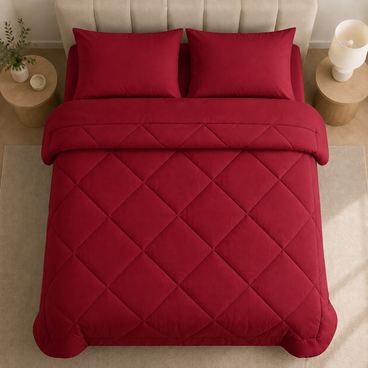 Quilted Duvet, Diamond Stitch Design, Bedroom Bedding, Padded Quilted Bedspread & Bed Throw, 9 Colours, 140 × 200 to 230 × 230cm