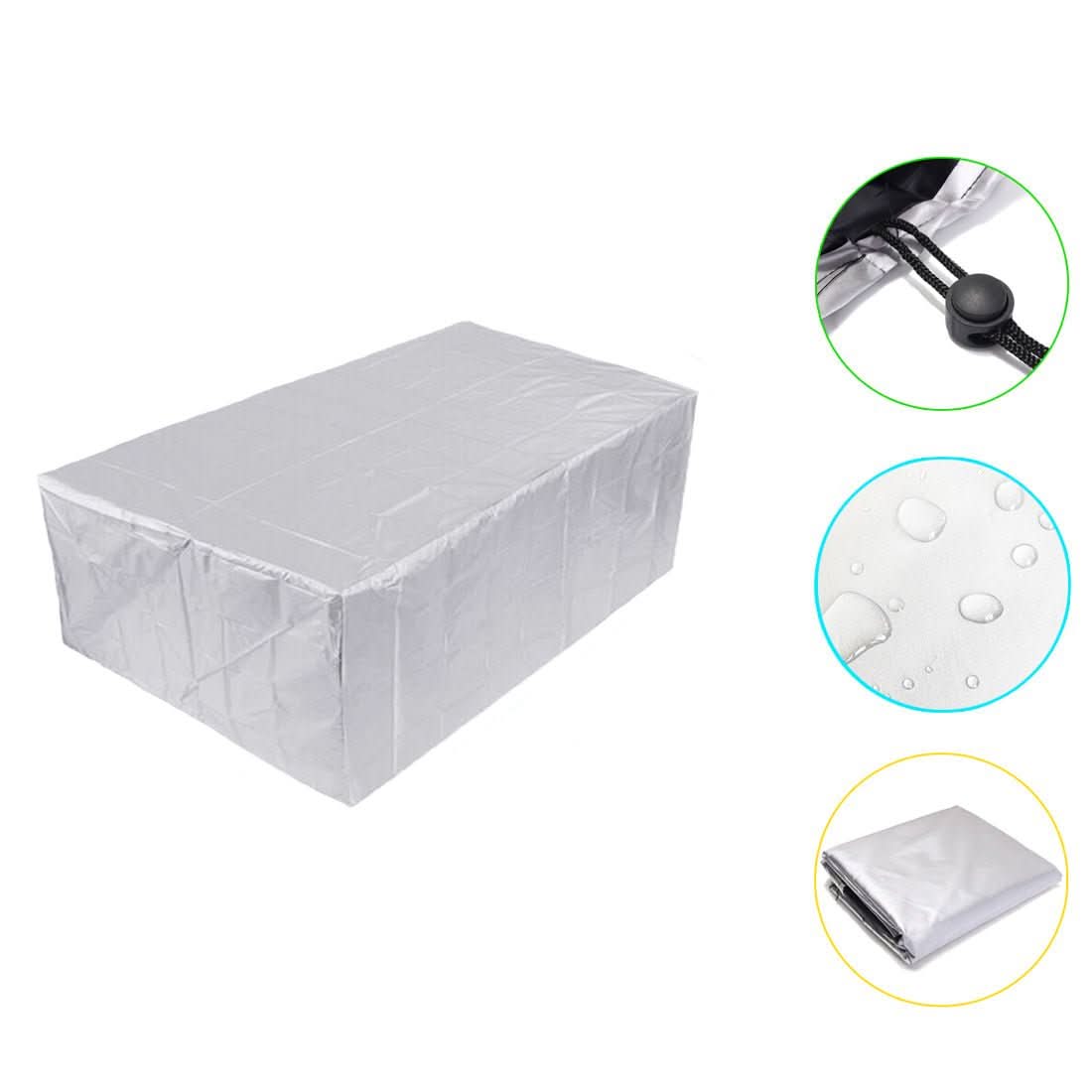 Outdoor Furniture Cover Waterproof Garden Table Chair Cover, All-Weather UV Resistant Patio Set Cover for Rain, Frost & Dust, Black or Silver