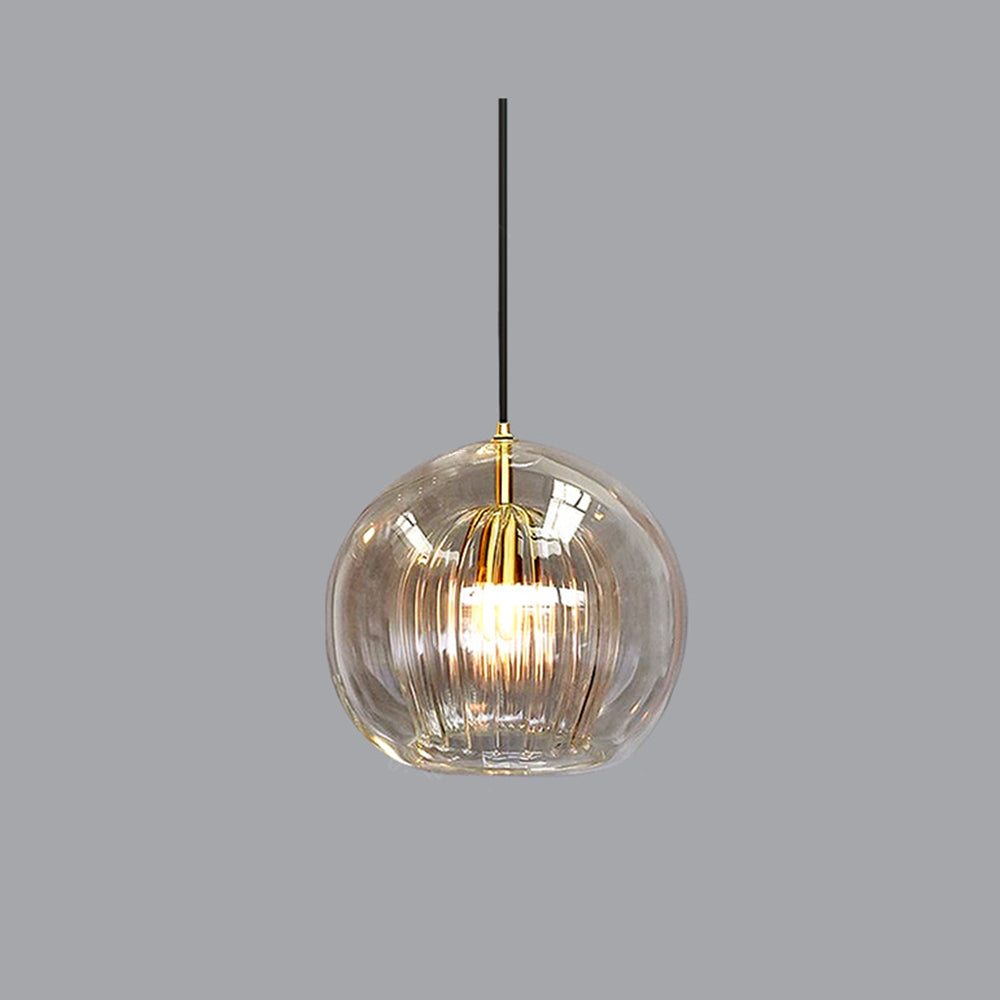 June Glass Globe Pendant Light, Clear or Amber Glass Ceiling Pendant for Kitchen Island, Dining Room & Bedroom, Adjustable, LED Included, Ø15–25cm